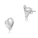 Sterling silver stud earrings in the shape of a heart by Gexist®