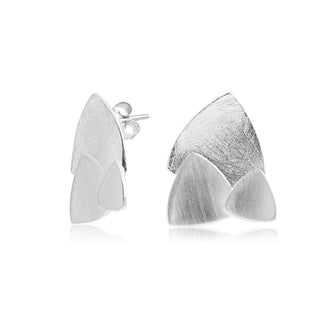 Stud earrings in Sterling Silver finish that combines a soft satin finish by Gexist®