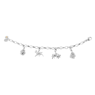 Swiss Edelweiss bull rhodium-plated silver charm by Gexist®
