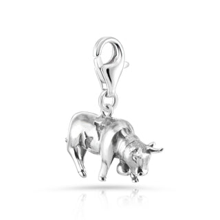 Swiss Edelweiss bull rhodium-plated silver charm by Gexist®