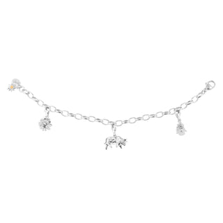 Swiss Edelweiss bull rhodium-plated silver charm by Gexist®