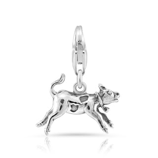 Swiss Edelweiss calf rhodium-plated silver charm by Gexist®