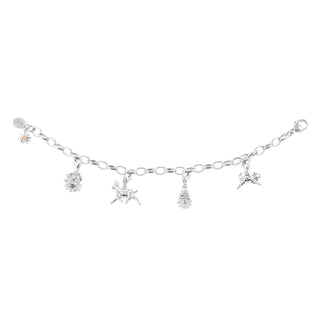 Swiss Edelweiss chamois rhodium-plated silver charm by Gexist®