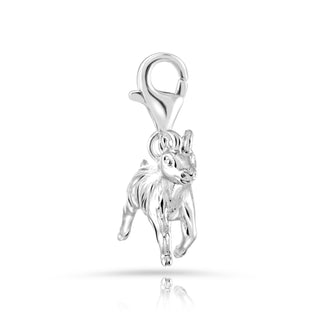 Swiss Edelweiss chamois rhodium-plated silver charm by Gexist®