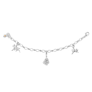 Swiss Edelweiss fir rhodium-plated silver charm by Gexist®