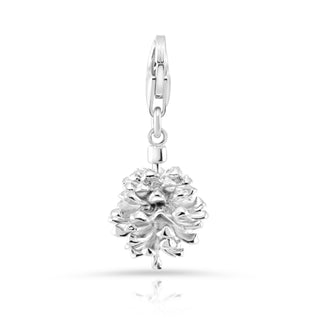 Swiss Edelweiss pine cone rhodium-plated silver charm by Gexist®