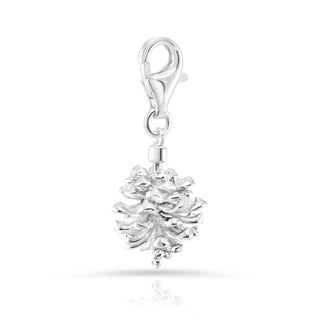 Swiss Edelweiss pine cone rhodium-plated silver charm by Gexist®