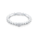 Thin ring made up of small balls in polished Sterling Silver and a small central brilliant (Zircon) by Gexist®