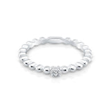 Thin ring made up of small balls in polished Sterling Silver and a small central brilliant (Zircon) by Gexist®
