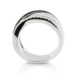 Wide Sterling Silver ring adorned with a line of 2mm white Zirconia stones by Gexist®