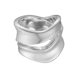 Aqua Waves Raff and Shiny Finish Sterling Silver Ring by Gexist®