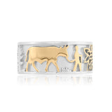Bicolor Sterling Silver Edelweiss Ring with Armailli and Cows by Gexist®