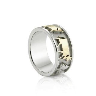 Bicolor Sterling Silver Edelweiss Ring with Armailli and Cows by Gexist®