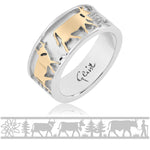 Bicolor Sterling Silver Edelweiss Ring with Armailli and Cows by Gexist®