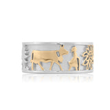 Bicolor Sterling Silver Edelweiss Ring with the Cheesemaker and his Cows by Gexist®