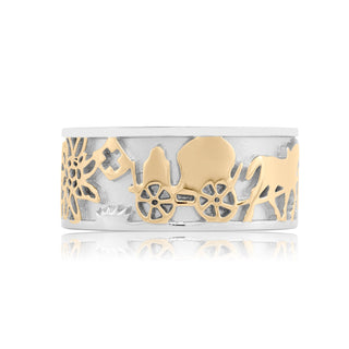Bicolor Sterling Silver Edelweiss Ring with the Cheesemaker and his Cows by Gexist®