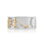 Bicolor Sterling Silver Ring with Bouquetins, Matterhorn, Edelweiss and Alphorn by Gexist®