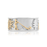 Bicolor Sterling Silver Ring with Bouquetins, Matterhorn, Edelweiss and Alphorn by Gexist®