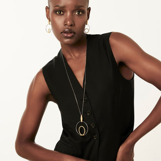 Bicolor Sterling Silver necklace with an elegant shiny and brushed spiral pendant by Gexist®