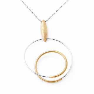 Bicolor Sterling Silver necklace with an elegant shiny and brushed spiral pendant by Gexist®