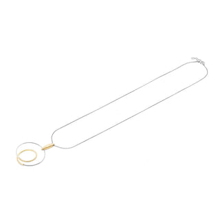 Bicolor Sterling Silver necklace with an elegant shiny and brushed spiral pendant by Gexist®