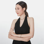 Bracelet with yellow gold plating sterling silver beads and faceted onyx beads by Gexist®