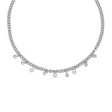 Choker necklace in sterling silver with white zirconium charm by Gexist®