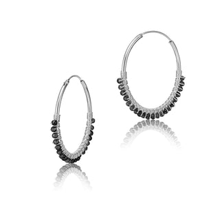 Creole sterling silver gipsy design, onyx beads by Gexist®