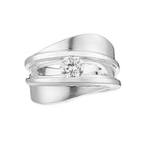 Design Mat and Shiny Finish Sterling Silver With Round White CZ 5mm Ring by Gexist®
