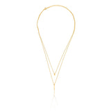 Double necklace in gold plating sterling silver with coin charm and baguette by Gexist®