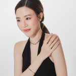 Elastic bracelet with sterling silver and faceted onyx beads by Gexist®
