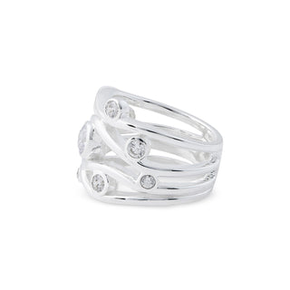 Elegant Sterling Silver ring with 9 Zircons by Gexist®