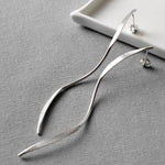 Elongated Silver Ribbon Earrings (MA033E) by Gexist®
