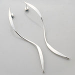 Elongated Silver Ribbon Earrings (MA033E) by Gexist®
