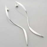 Elongated Silver Ribbon Earrings (MA033E) by Gexist®