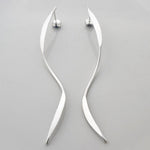 Elongated Silver Ribbon Earrings (MA033E) by Gexist®
