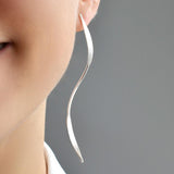 Elongated Silver Ribbon Earrings (MA033E) by Gexist®