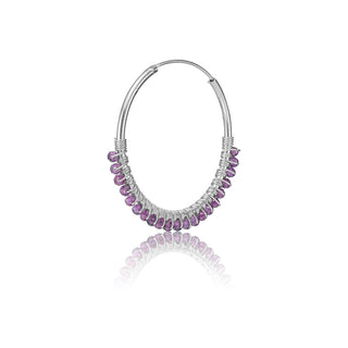 Gipsy design sterling silver creole, amethyst beads by Gexist®