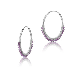 Gipsy design sterling silver creole, amethyst beads by Gexist®