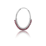 Gipsy design sterling silver creole, garnet beads by Gexist®