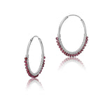 Gipsy design sterling silver creole, garnet beads by Gexist®