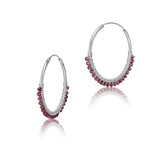 Gipsy design sterling silver creole, garnet beads by Gexist®