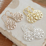 Gold Plated Heart Mandala Earrings (MS1176G) by Gexist®