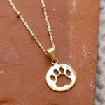 Gold Plated Paw Print Necklace (MS1207G) by Gexist®