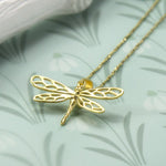 Gold Plated Sterling Silver Dragonfly Necklace (MB147G) by Gexist®