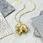 Gold Plated Sterling Silver Elephant Necklace (MB166G) by Gexist®