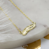 Gold Plated Sterling Silver Feather Necklace (MB144G) by Gexist®