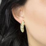 Gold Plated Sterling Silver Feather Stud Earrings (MB144G) by Gexist®