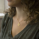 Gold Plated Sterling Silver Flower Wheel Necklace (MS1190G) by Gexist®