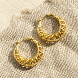 Gold Plated Sterling Silver Lattice Hoop Earrings (MS1169G) by Gexist®